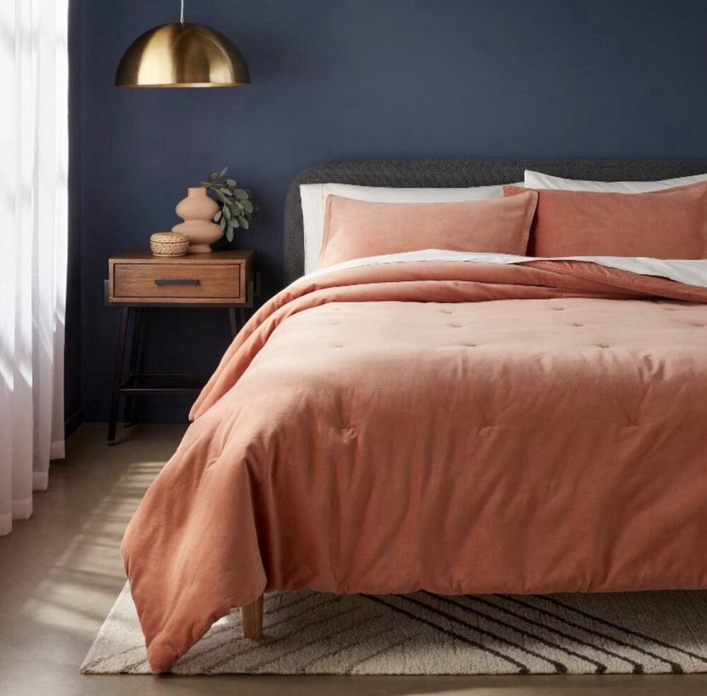 Threshold King 3 Piece Comforter Set Terracotta Orange Cotton Shams Target New